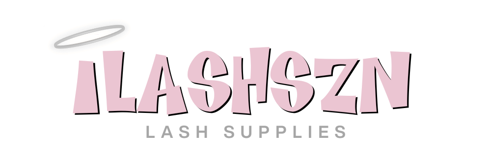 Logo for ILASHSZN Lash Supplies with pink text on a white background